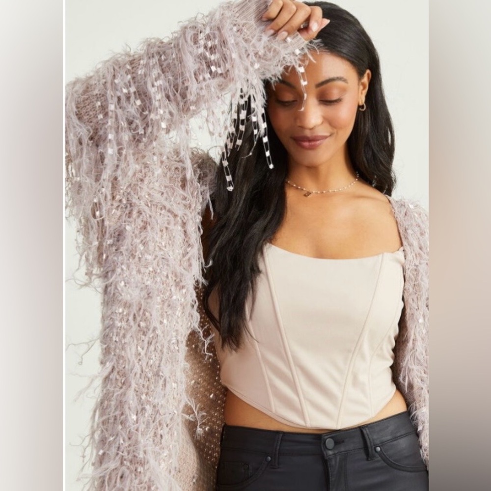 ⭐️NWT⭐️ Altar'd State Carmen Shaggy Cardigan, Mauve, Size M